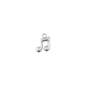 Roestvrij stalen (RVS) Stainless steel bedels muzieknoot Silver