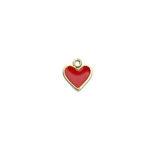 Roestvrij stalen (RVS) Stainless steel bedels hart Gold-red