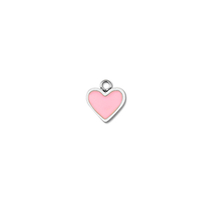 Roestvrij stalen (RVS) Stainless steel bedels hart Silver-pink