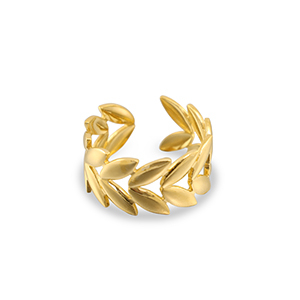 Roestvrij stalen (RVS) Stainless steel ringen blad Gold