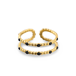 Roestvrij stalen (RVS) Stainless steel ringen stippen Gold-black