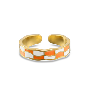 Roestvrij stalen (RVS) Stainless steel ringen geblokt Gold
