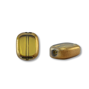 Glaskralen rechthoek Yellow transparent-gold