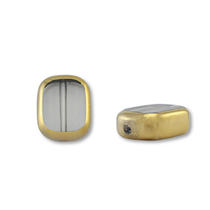 Glaskralen rechthoek Grey transparent-gold
