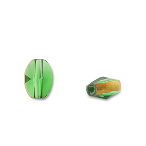 Glaskralen ovaal Green transparent-gold