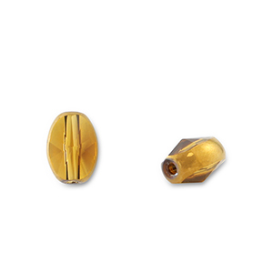Glaskralen ovaal Yellow transparent-gold