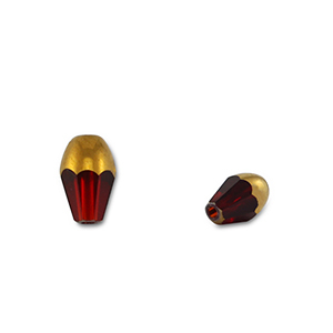 Glaskralen ovaal Red transparent-gold