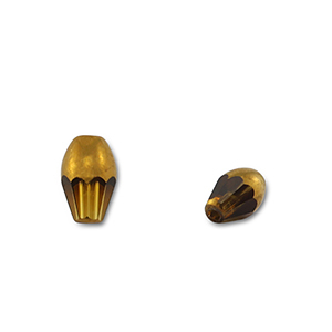 Glaskralen ovaal Yellow transparent-gold
