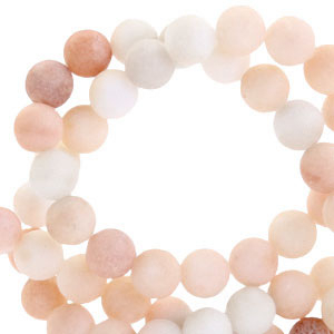 Natuursteen kralen kwarts 6mm Off white peach opal