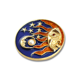 Broches zon, maan en ster Gold-blue-orange