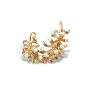 Broches veer met parels Gold-white