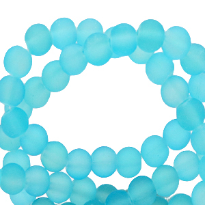 6 mm glaskralen mat Turquoise