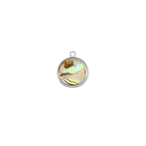 Resin hangers met imitatie schelp rond Silver-taupe