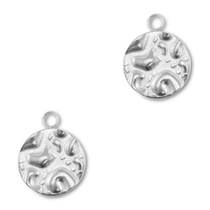 Roestvrij stalen (RVS) stainless steel bedels rond Silver