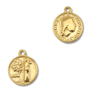 Roestvrij stalen (RVS) stainless steel bedels munt Gold