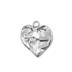 Roestvrij stalen (RVS) stainless steel bedels hart Silver