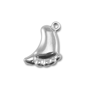 Roestvrij stalen (RVS) stainless steel bedels voetjes Silver