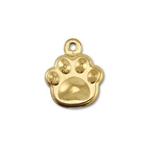 Roestvrij stalen (RVS) stainless steel bedels hondenpootje Gold