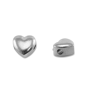 Roestvrij stalen (RVS) stainless steel kralen hart Silver