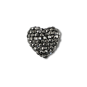 Bohemian kralen hart Anthracite