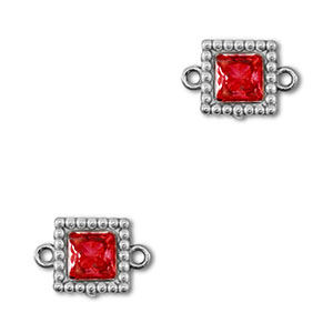 Roestvrij stalen (RVS) Stainless steel tussenstukken zirkonia vierkant Silver-red