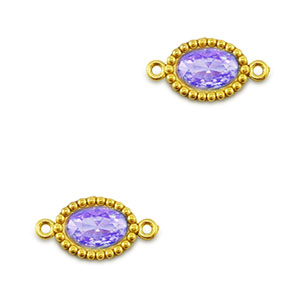 Roestvrij stalen (RVS) Stainless steel tussenstukken zirkonia ovaal Gold-purple