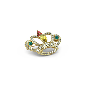 Broches kroon Gold-green-pink
