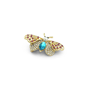 Broches vlinder met parel Gold-blue-pink