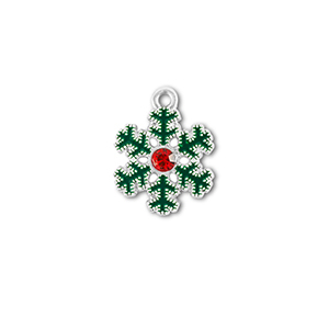 Bedels metaal zirkonia sneeuwvlok Zilver-groen-rood