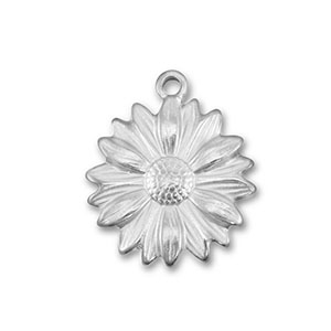 Roestvrij stalen (RVS) Stainless steel bedels bloem Silver