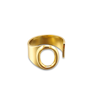 Roestvrij stalen (RVS) Stainless steel ringen letter O Gold