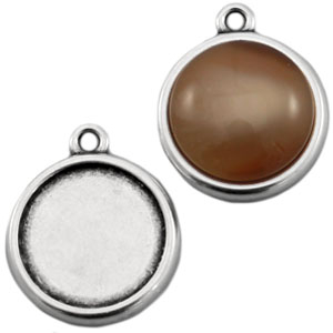 Settings DQ metaal voor 12 mm cabochon Antiek zilver (nikkelvrij)