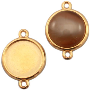 DQ metaal settings tussenstuk voor 12mm cabochon Goud (nikkelvrij)