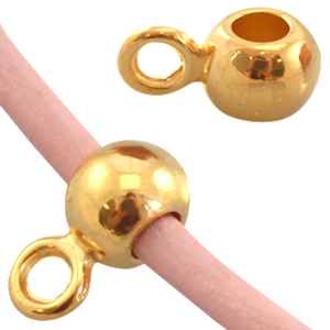 Metalen DQ hanger met oog (voor 2mm leer) Goud (nikkelvrij)