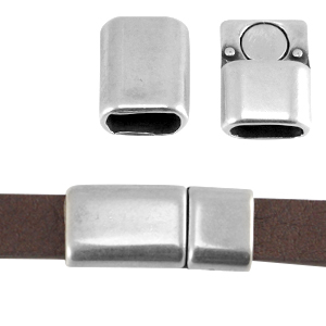 DQ metaal magneetslot voor 10mm plat leer Antiek zilver (nikkelvrij)