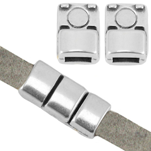 DQ metaal magneet sluiting (voor 5mm plat leer) Antiek zilver (nikkelvrij)