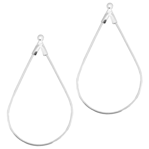 Onderdelen DQ metaal creool oorring hanger ovaal Zilver (nikkelvrij)