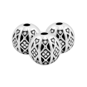 Kralen DQ metaal bal bohemian 8mm Antiek zilver (nikkelvrij)