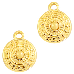Bedels DQ metaal rond 11x9mm Goud (nikkelvrij)