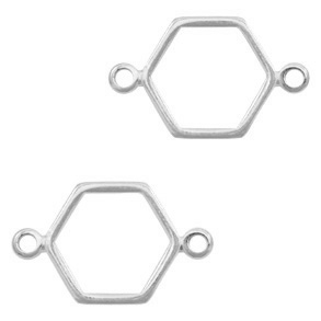 Bedels DQ metaal tussenstuk hexagon Antiek zilver (nikkelvrij)