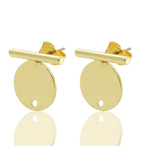Onderdelen DQ metaal earpin bar met cirkel 20x14mm Goud (nikkelvrij)