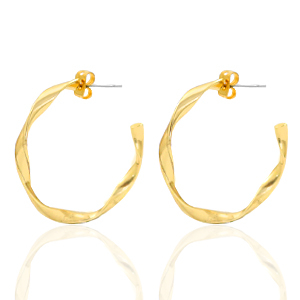 Onderdelen DQ metaal creolen 32mm twist Goud (nikkelvrij)