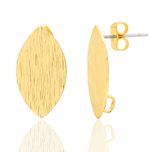 Onderdelen DQ metaal earpin ovaal met oogje Goud (nikkelvrij)