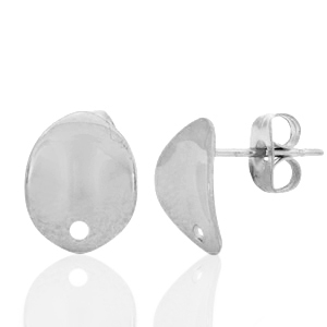 Roestvrij stalen (RVS) Stainless steel oorbellen / oorstekers ovaal met oogje Zilver