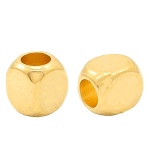 Kralen DQ metaal cube 3mm Goud (nikkelvrij)