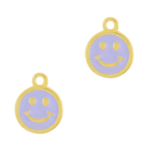 Bedels DQ metaal smiley Goud-purple (nikkelvrij)