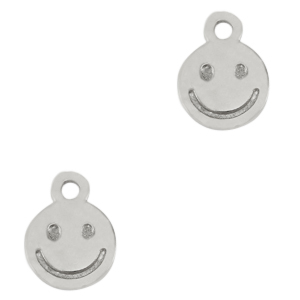 Bedels DQ metaal smiley Antiek zilver (nikkelvrij)