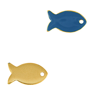 Bedels DQ metaal vis Goud-cerulean blue (nikkelvrij)