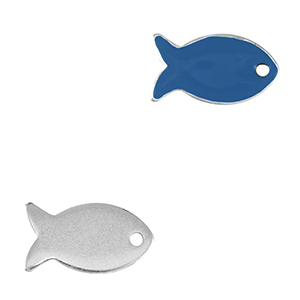 Bedels DQ metaal vis Antiek zilver-cerulean blue (nikkelvrij)