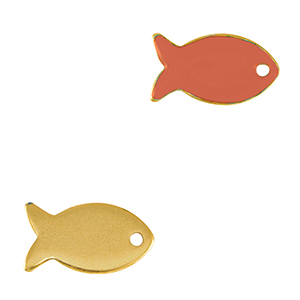 Bedels DQ metaal vis Goud-coral red (nikkelvrij)